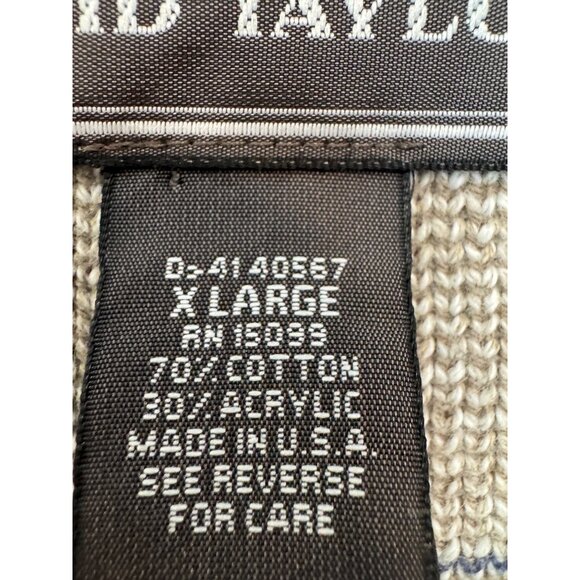 David Taylor XL Mens Windowpane Sweater Beige Pattern Golf Themed Embroidered Pu - Picture 5 of 6